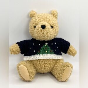 Vintage Disney Gund Classic Pooh Christmas Knit Sweater Stuffed Plush Toy 7”
